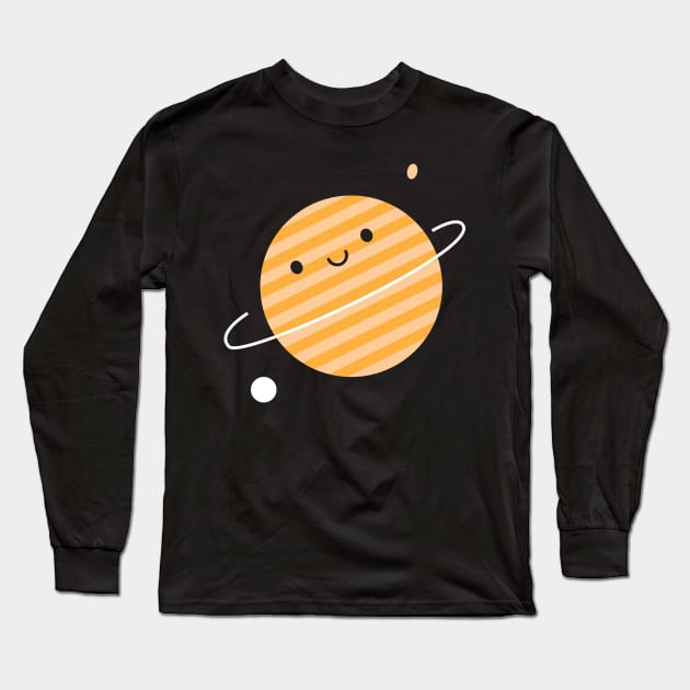 Happy Planet Saturn in Space Long Sleeve T-Shirt by marcelinesmith